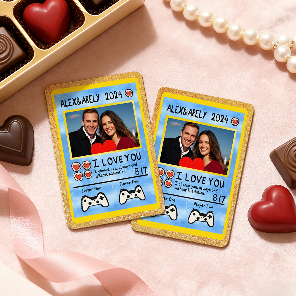 Personalized Valentine’s Day Power Couple Card, Custom Anniversary Card Couple Photo Anime Style, Best Valentine's Day Gift for Lover - Get Photo Blanket