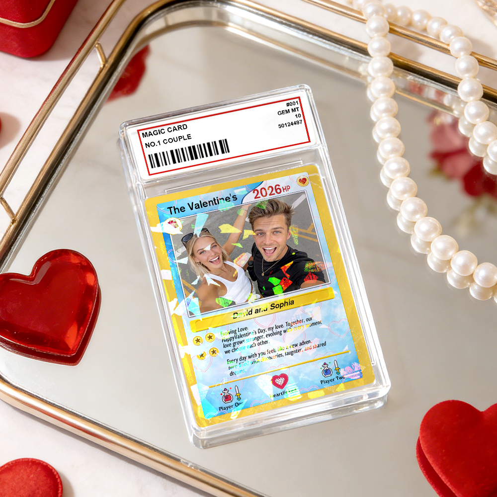 Personalized Valentine’s Day Power Couple Card, Custom Anniversary Card Couple Photo Anime Style, Best Valentine's Day Gift for Lover - Get Photo Blanket