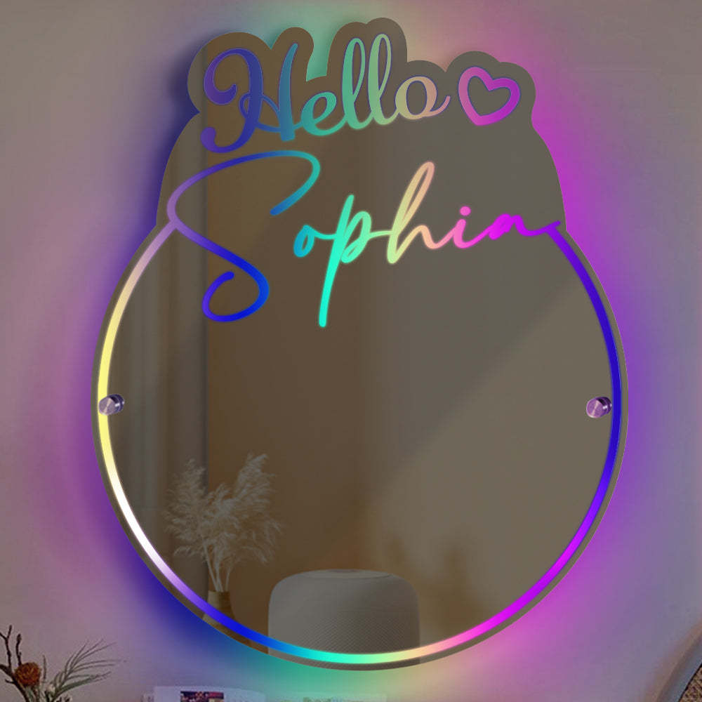 Personalized Name Mirror Light Vanity Hello Beautiful Gift for Her - photomoonlamp