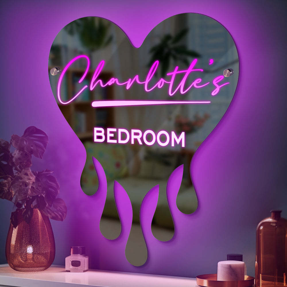 Personalized Melting Heart Name Mirror Light Couple Christmas Gift - photomoonlamp