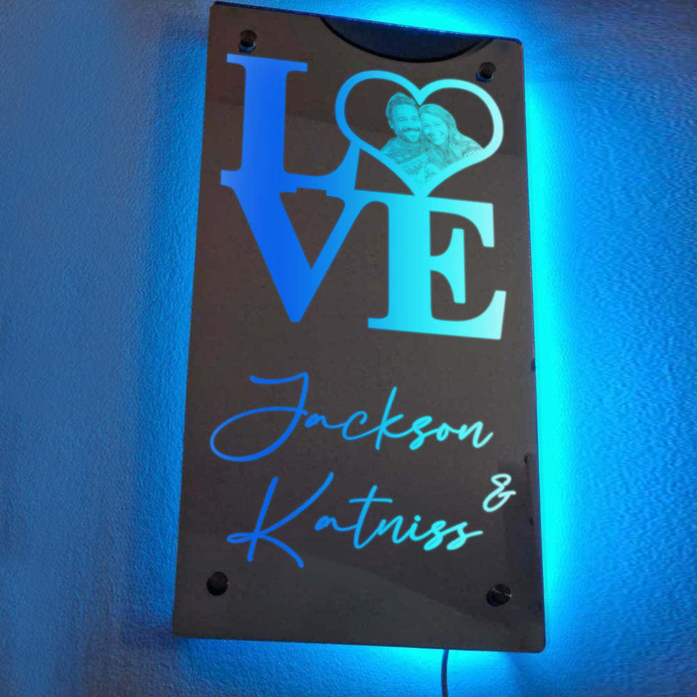 Personalized Name Heart Photo LOVE Mirror Light Couple Gift - photomoonlamp
