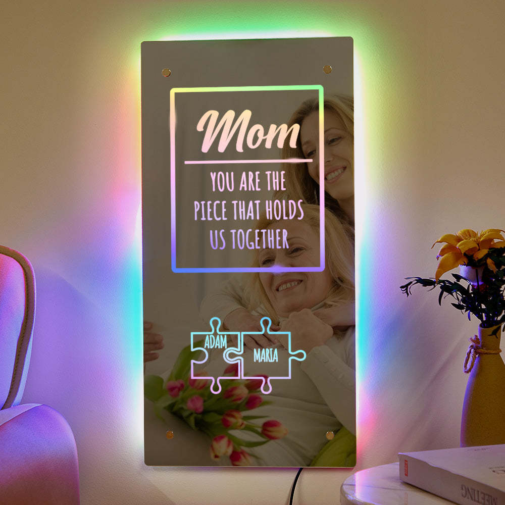Personalized Name Mirror Light Mom Puzzle Family Gift - Get Photo Blanket