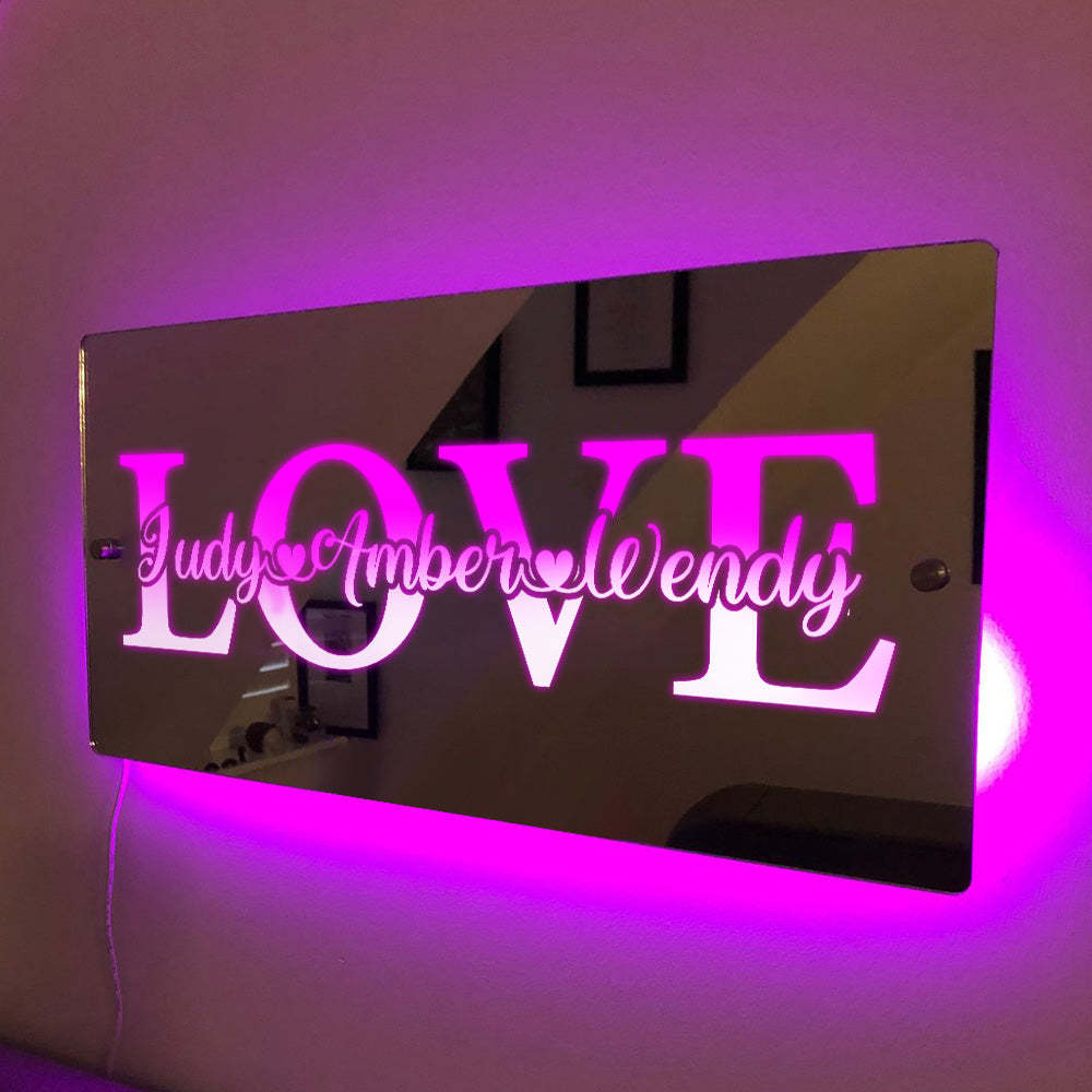 Custom Name Mirror Light Custom Light Love Gift for Couple - Get Photo Blanket