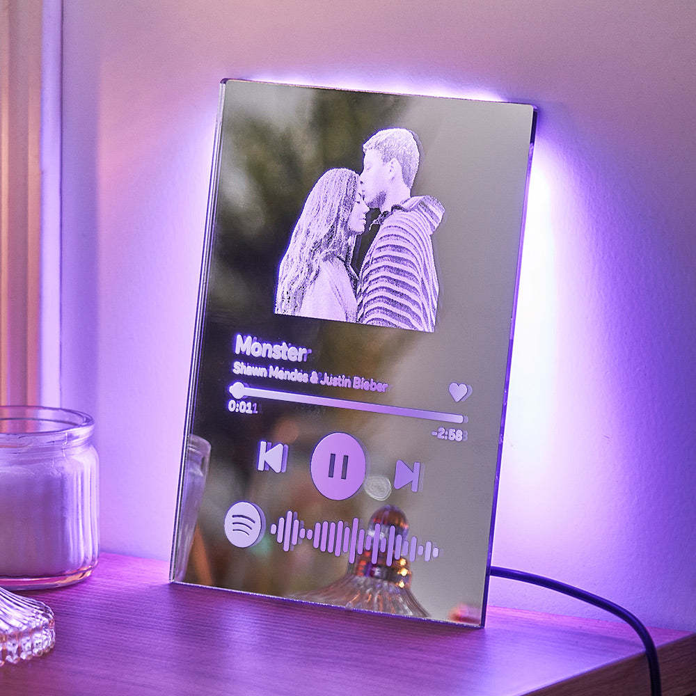 Custom Spotify Code Mirror Lamp Ornaments Gift for Couple - Get Photo Blanket