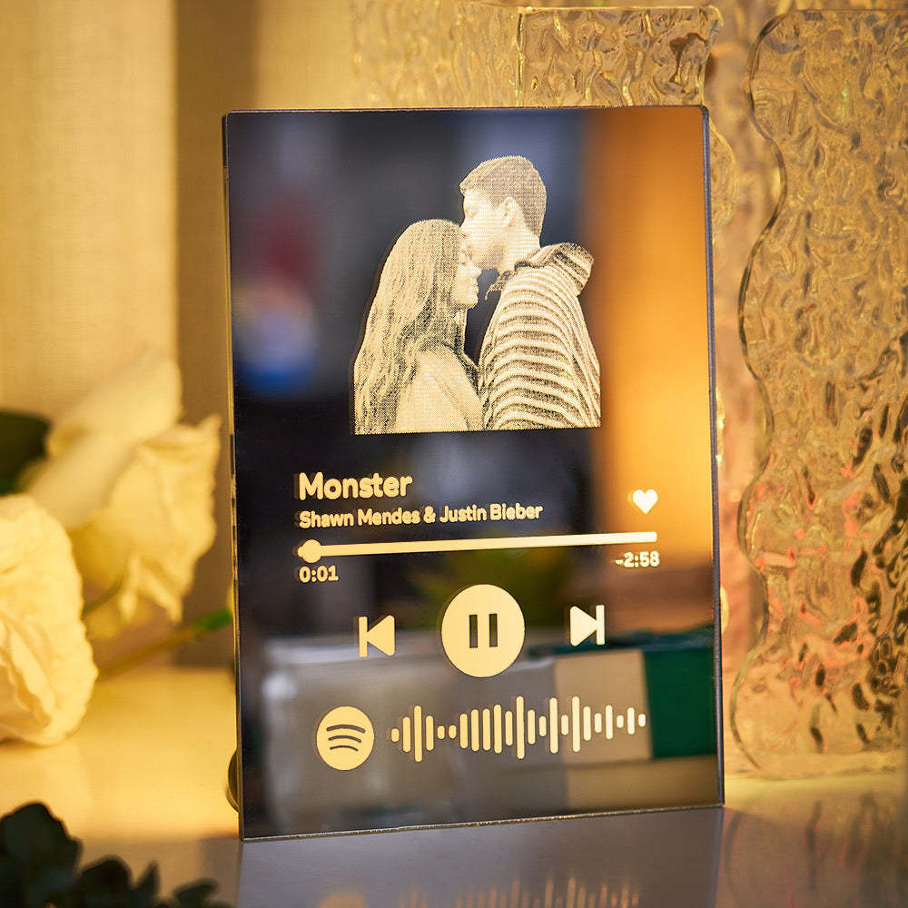 Custom Spotify Code Mirror Lamp Ornaments Gift for Couple - Get Photo Blanket