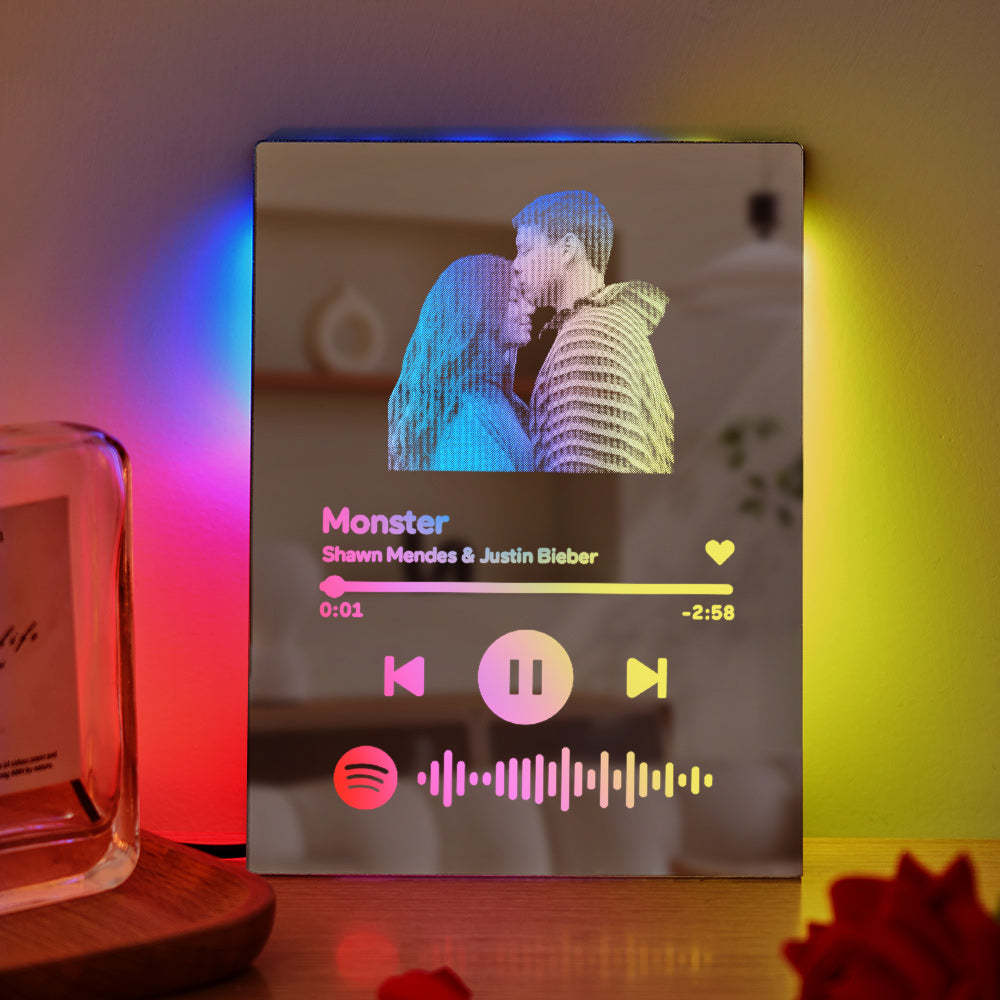 Custom Spotify Code Mirror Lamp Ornaments Gift for Couple - Get Photo Blanket