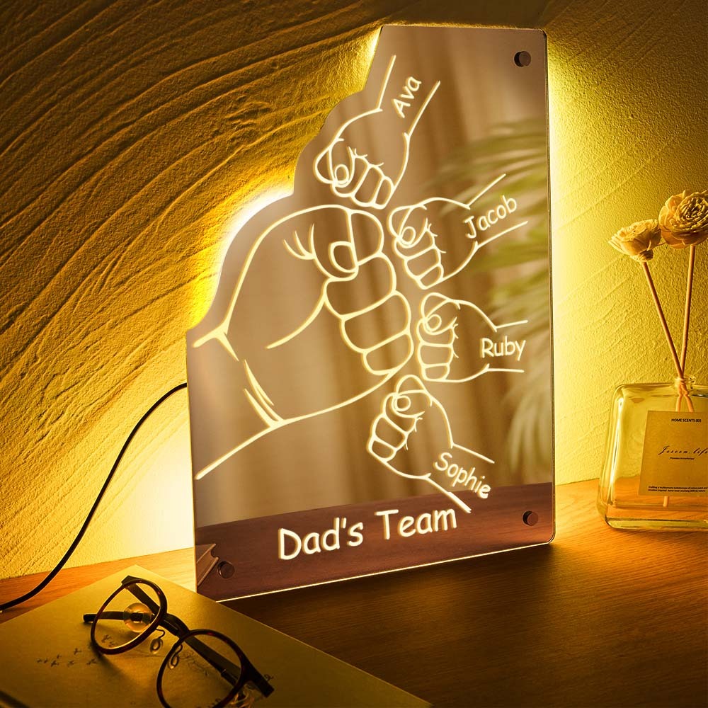 Custom Family Name Mirror Light Personalized Father's Day Fist Mirror Light - Get Photo Blanket