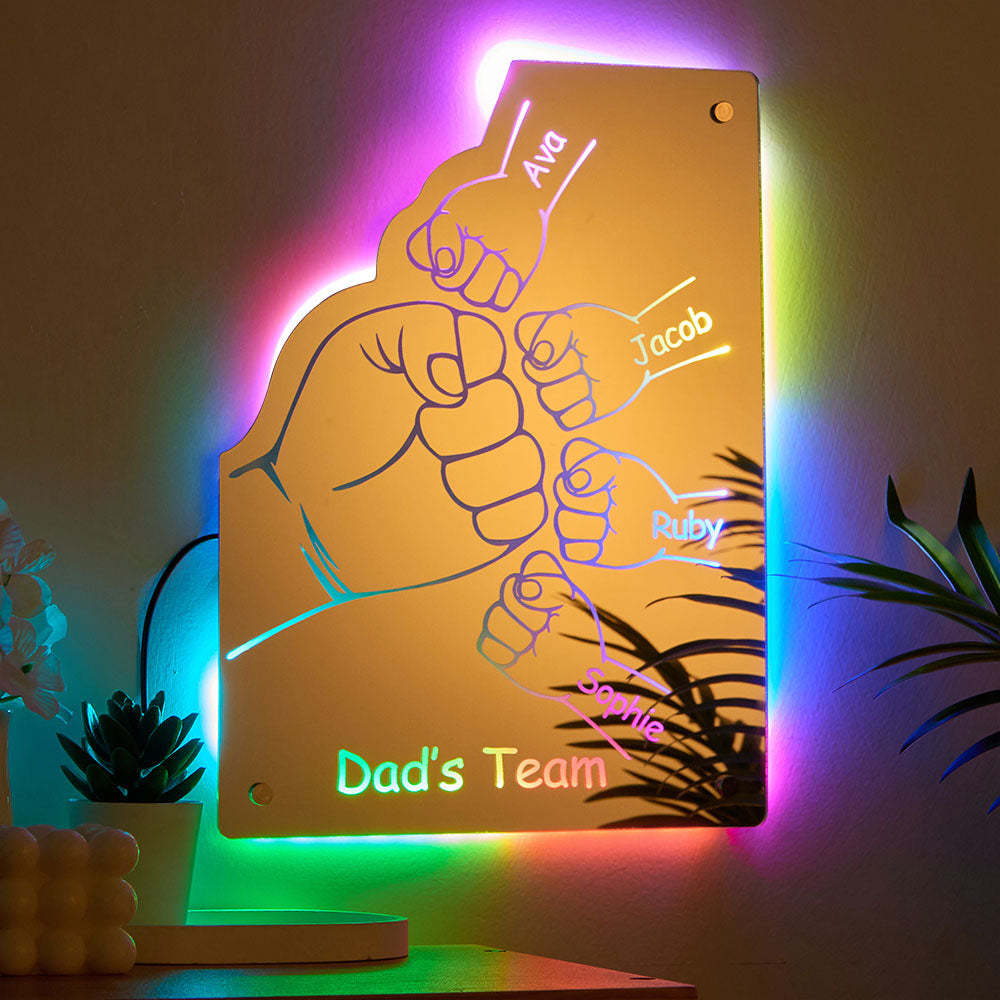 Custom Family Name Mirror Light Personalized Father's Day Fist Mirror Light - Get Photo Blanket