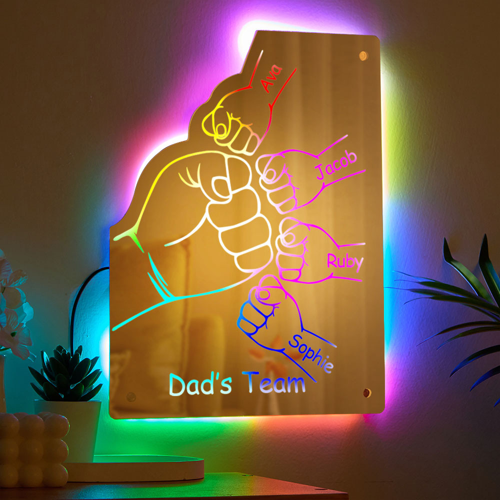Custom Family Name Mirror Light Personalized Father's Day Fist Mirror Light - Get Photo Blanket