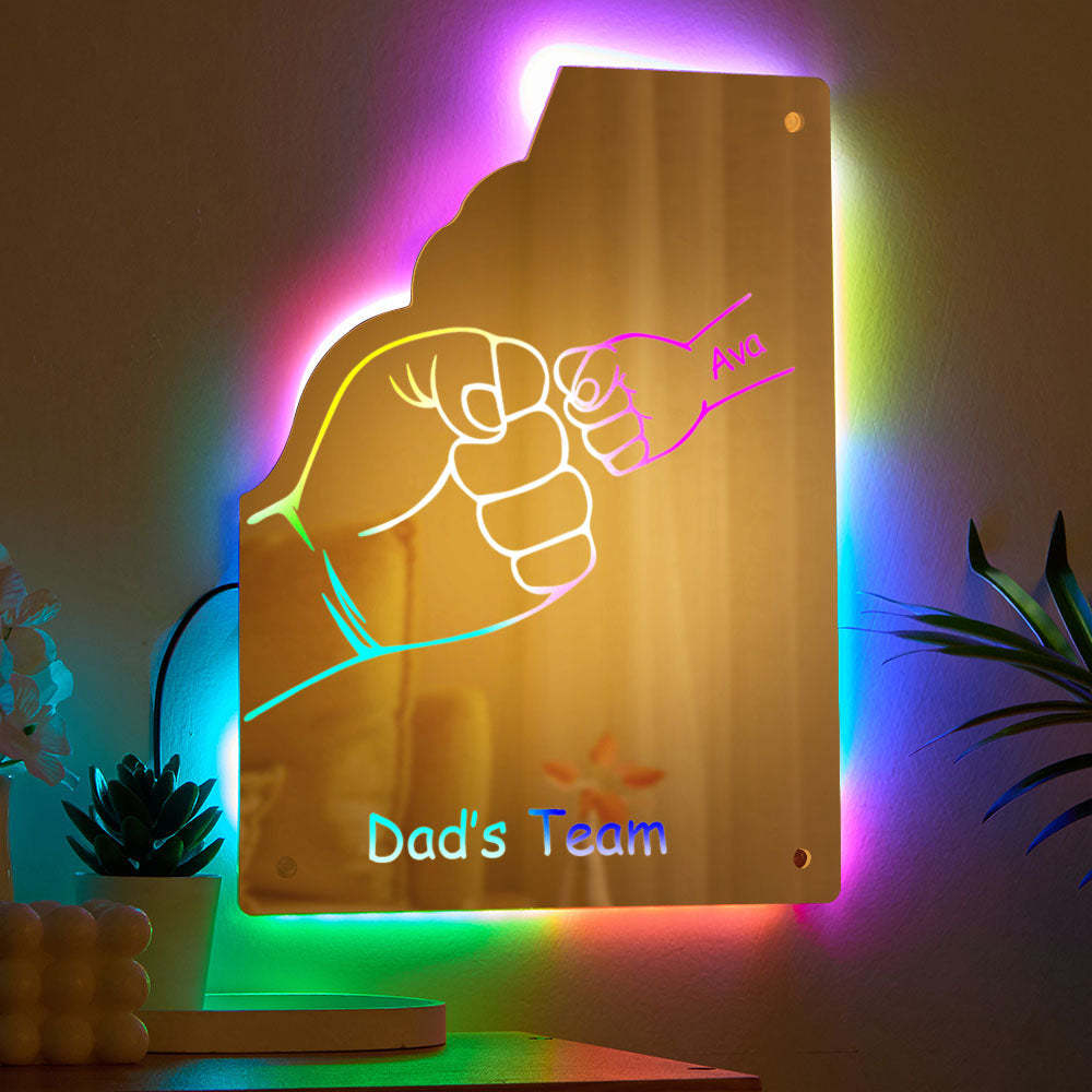 Custom Family Name Mirror Light Personalized Father's Day Fist Mirror Light