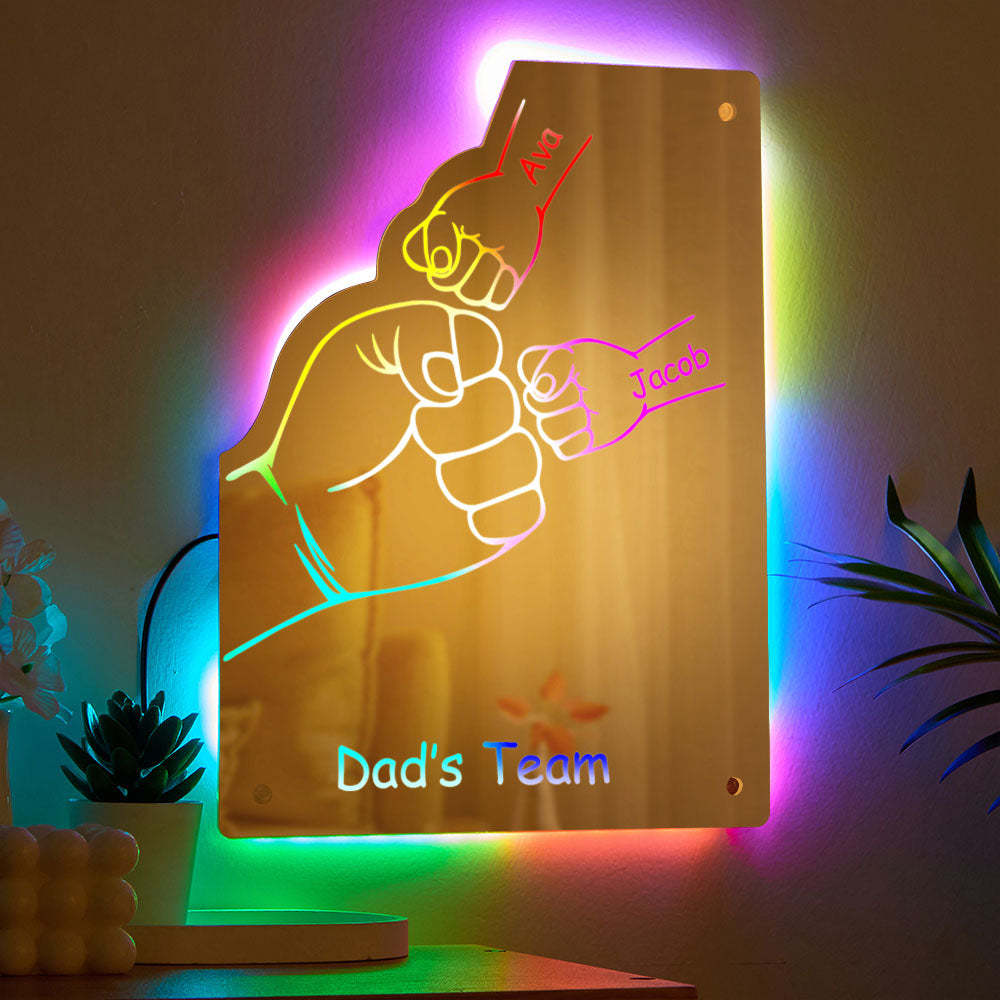 Custom Family Name Mirror Light Personalized Father's Day Fist Mirror Light - Get Photo Blanket