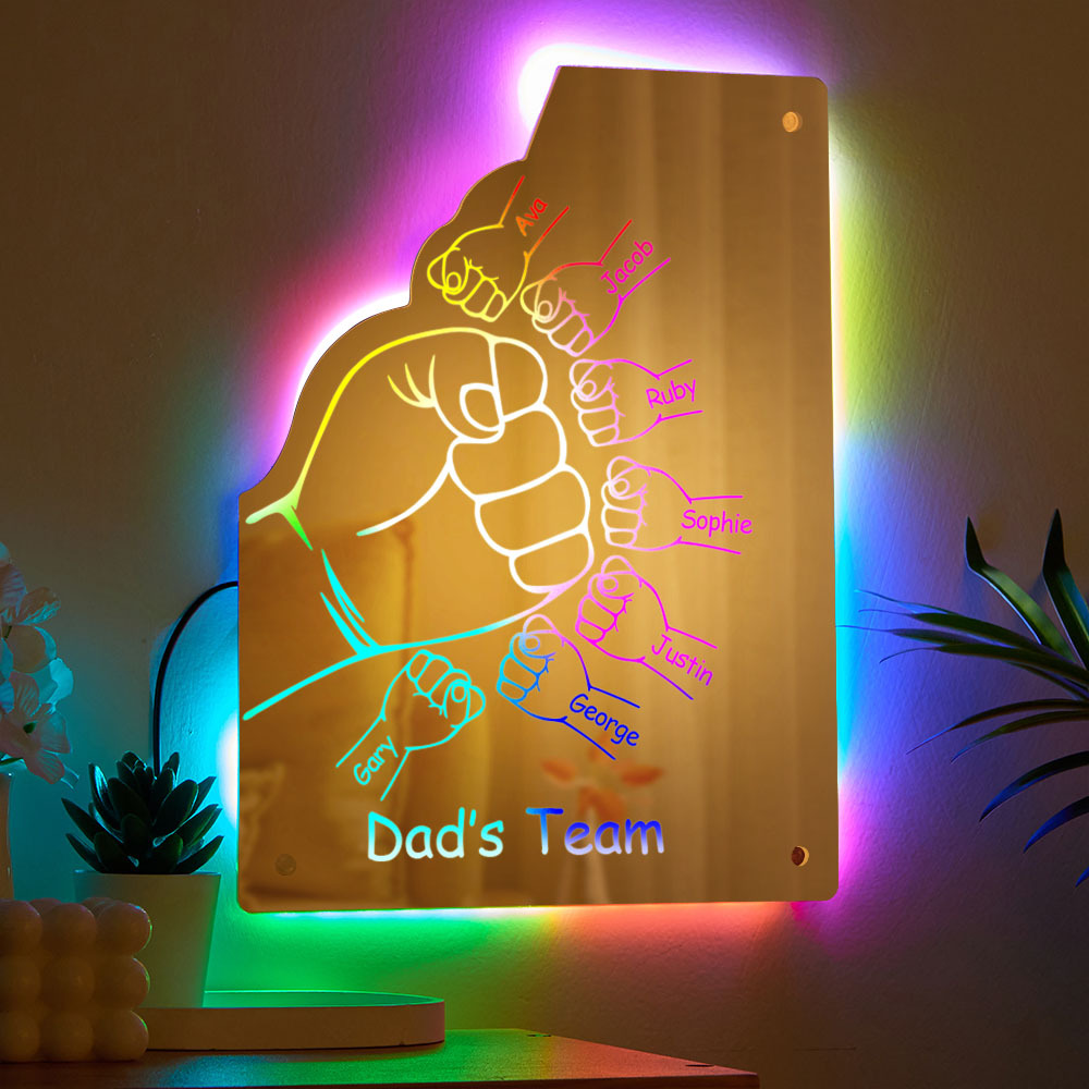 Custom Family Name Mirror Light Personalized Father's Day Fist Mirror Light - Get Photo Blanket