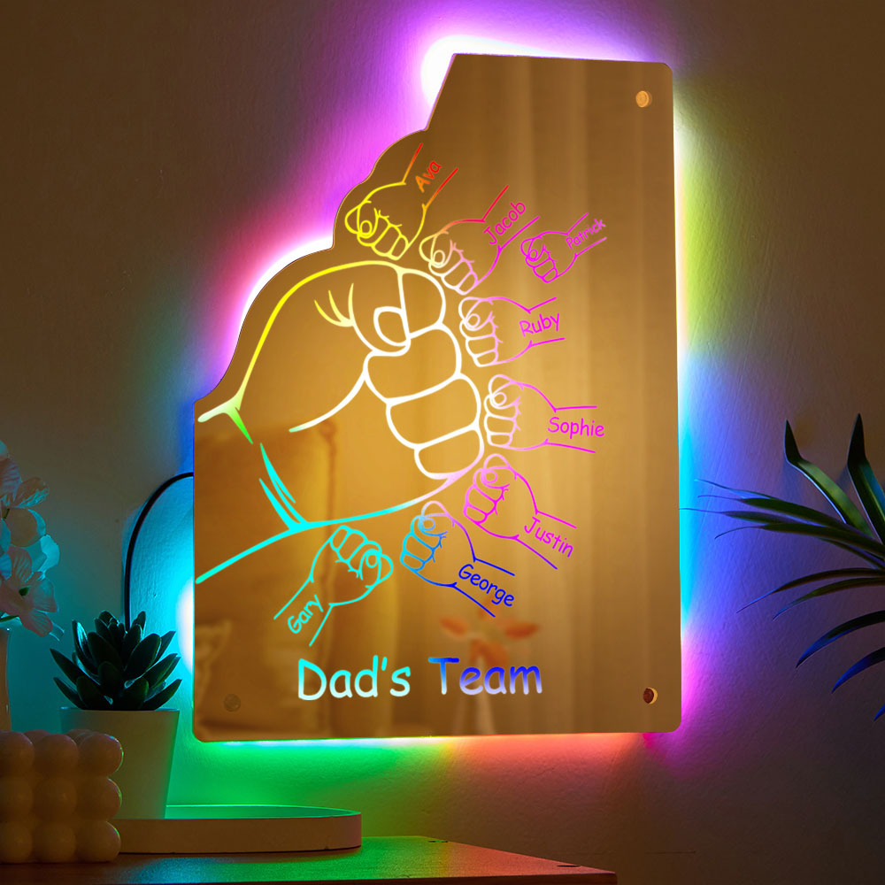 Custom Family Name Mirror Light Personalized Father's Day Fist Mirror Light - Get Photo Blanket