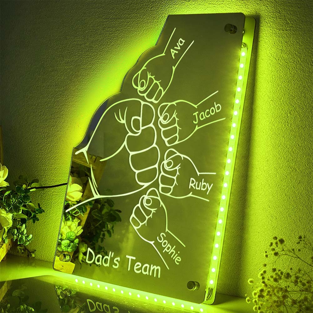 Custom Family Name Mirror Light Personalized Father's Day Fist Mirror Light - Get Photo Blanket