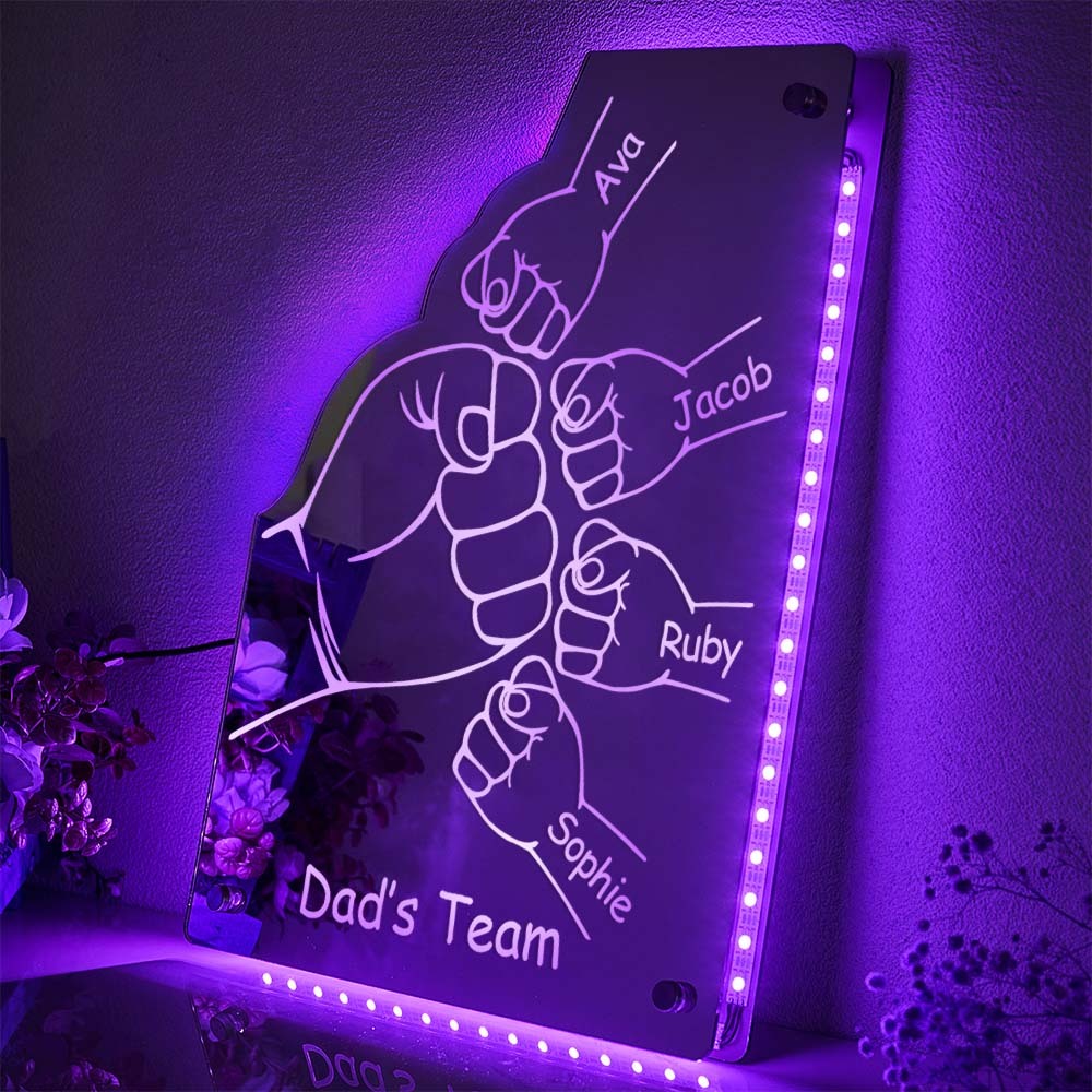 Custom Family Name Mirror Light Personalized Father's Day Fist Mirror Light - Get Photo Blanket