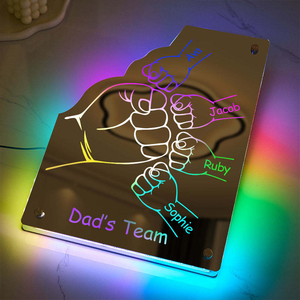 Custom Family Name Mirror Light Personalized Father's Day Fist Mirror Light - Get Photo Blanket