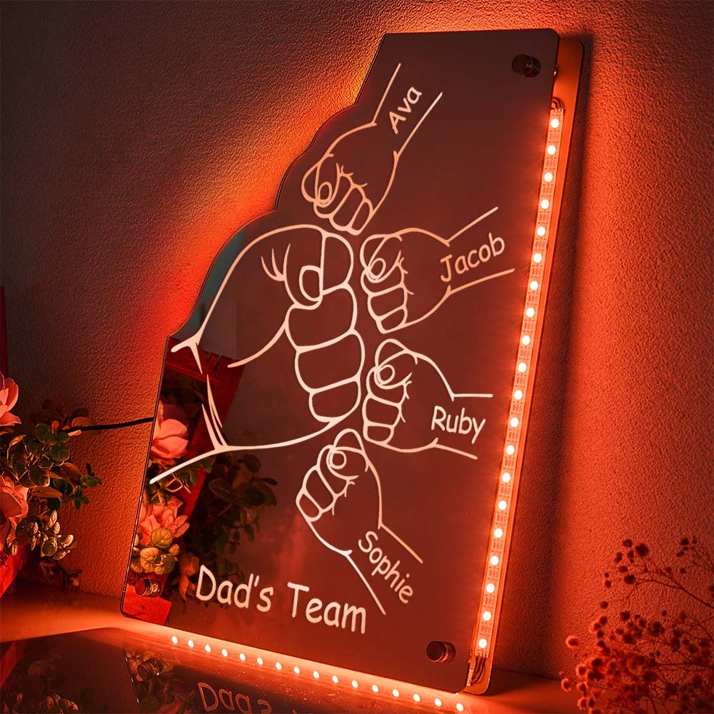 Custom Family Name Mirror Light Personalized Father's Day Fist Mirror Light - Get Photo Blanket