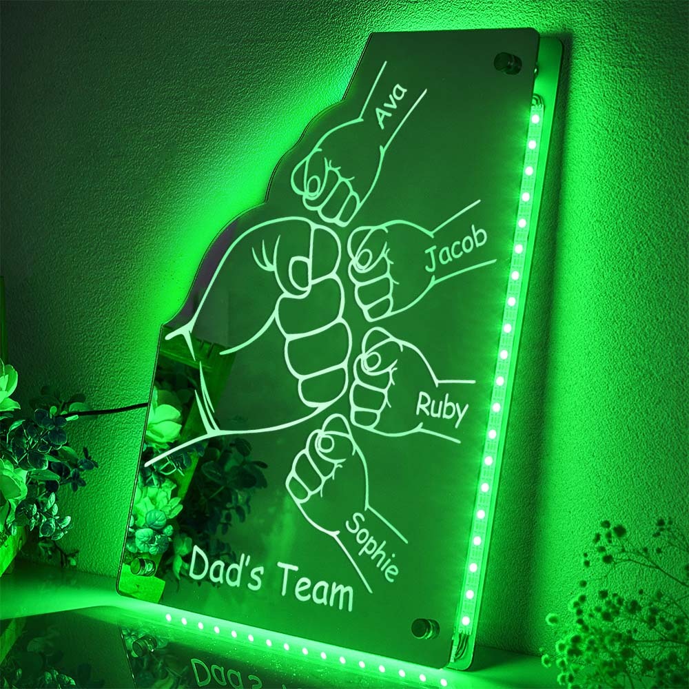 Custom Family Name Mirror Light Personalized Father's Day Fist Mirror Light - Get Photo Blanket