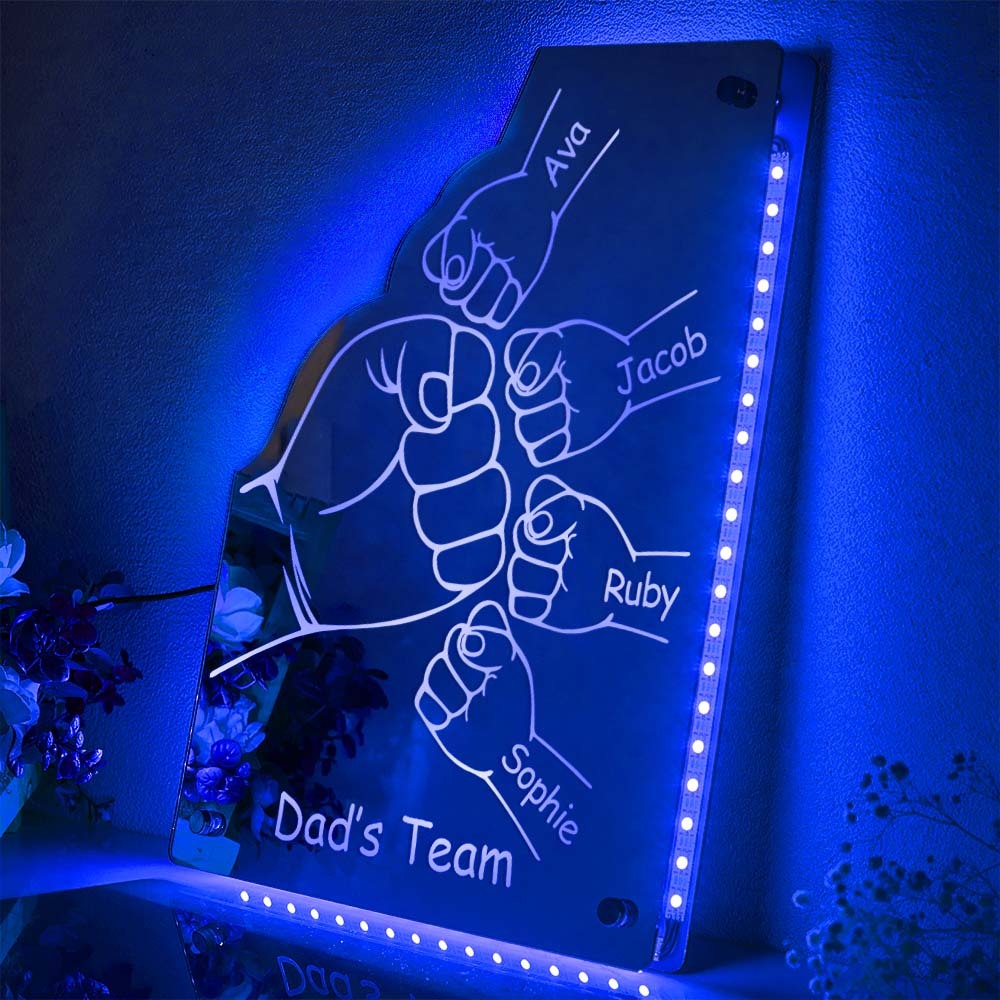 Custom Family Name Mirror Light Personalized Father's Day Fist Mirror Light - Get Photo Blanket