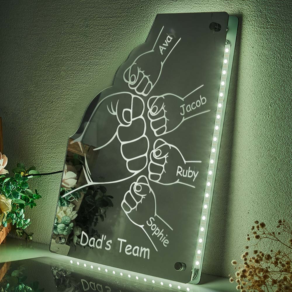Custom Family Name Mirror Light Personalized Father's Day Fist Mirror Light - Get Photo Blanket