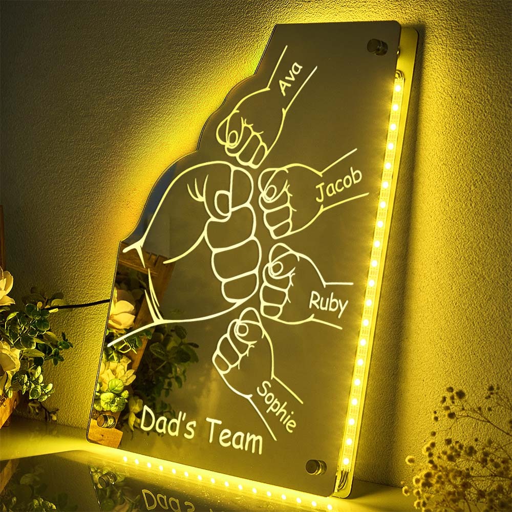 Custom Family Name Mirror Light Personalized Father's Day Fist Mirror Light - Get Photo Blanket
