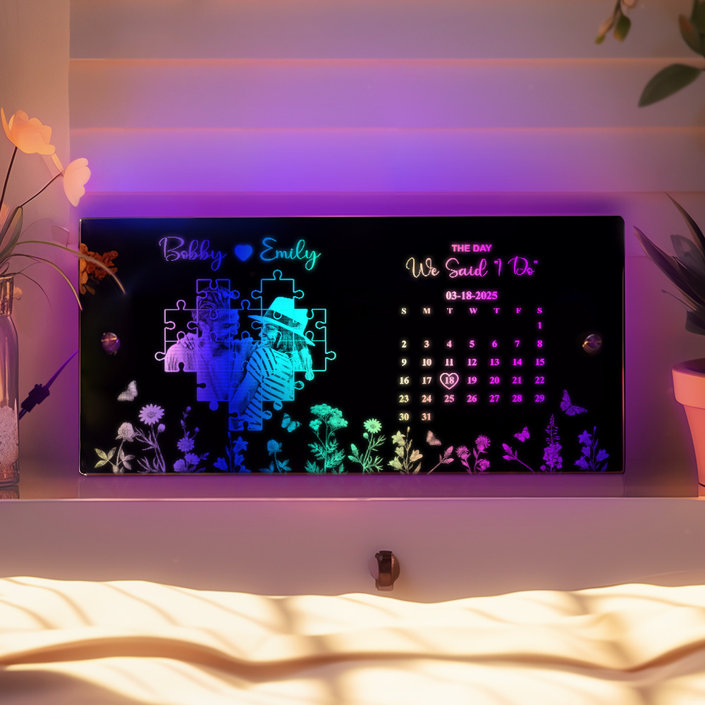 Custom Photo Mirror Light Customized Date Memorial Gifts