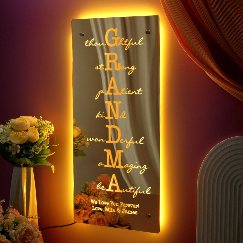 Custom Mother/Grandma Mirror Personalized Engraved Gift for Mother's Day