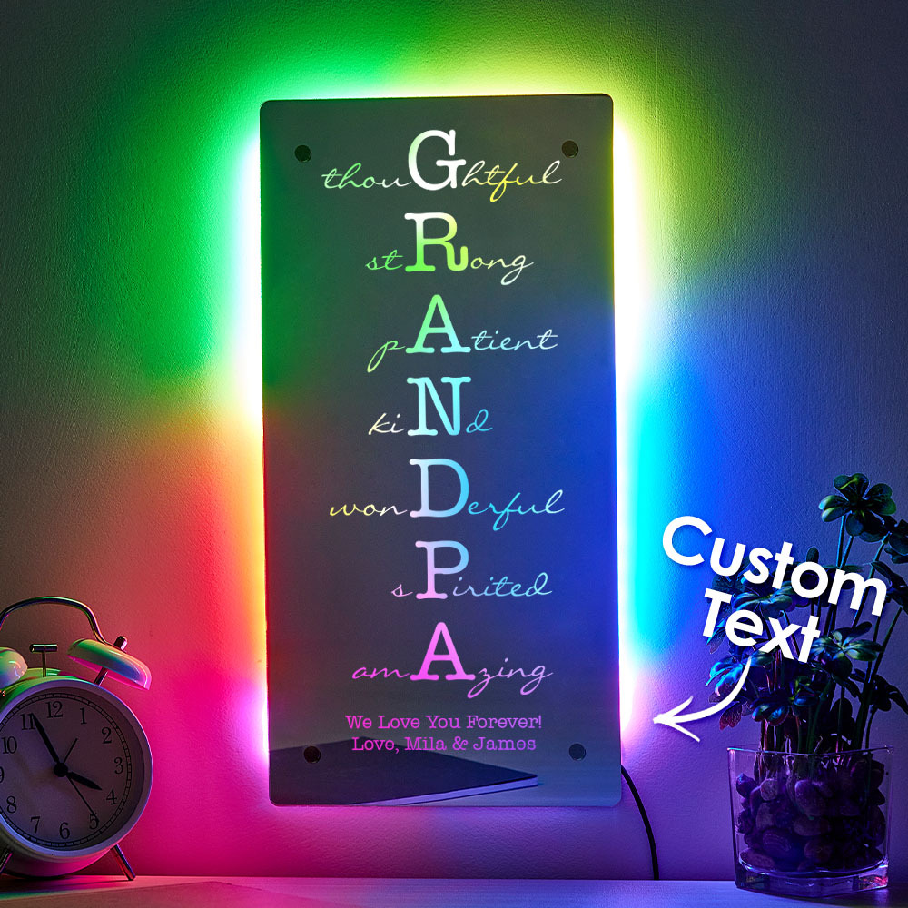 Custom Father/Grandpa Mirror Light Personalized Engraved Gift for Father's Day