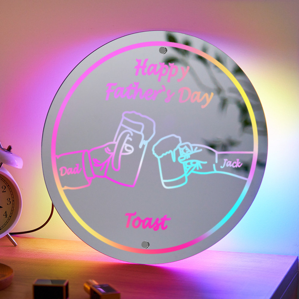 Personalized Mirror Light Name Toast Night Light Father's Day Gifts