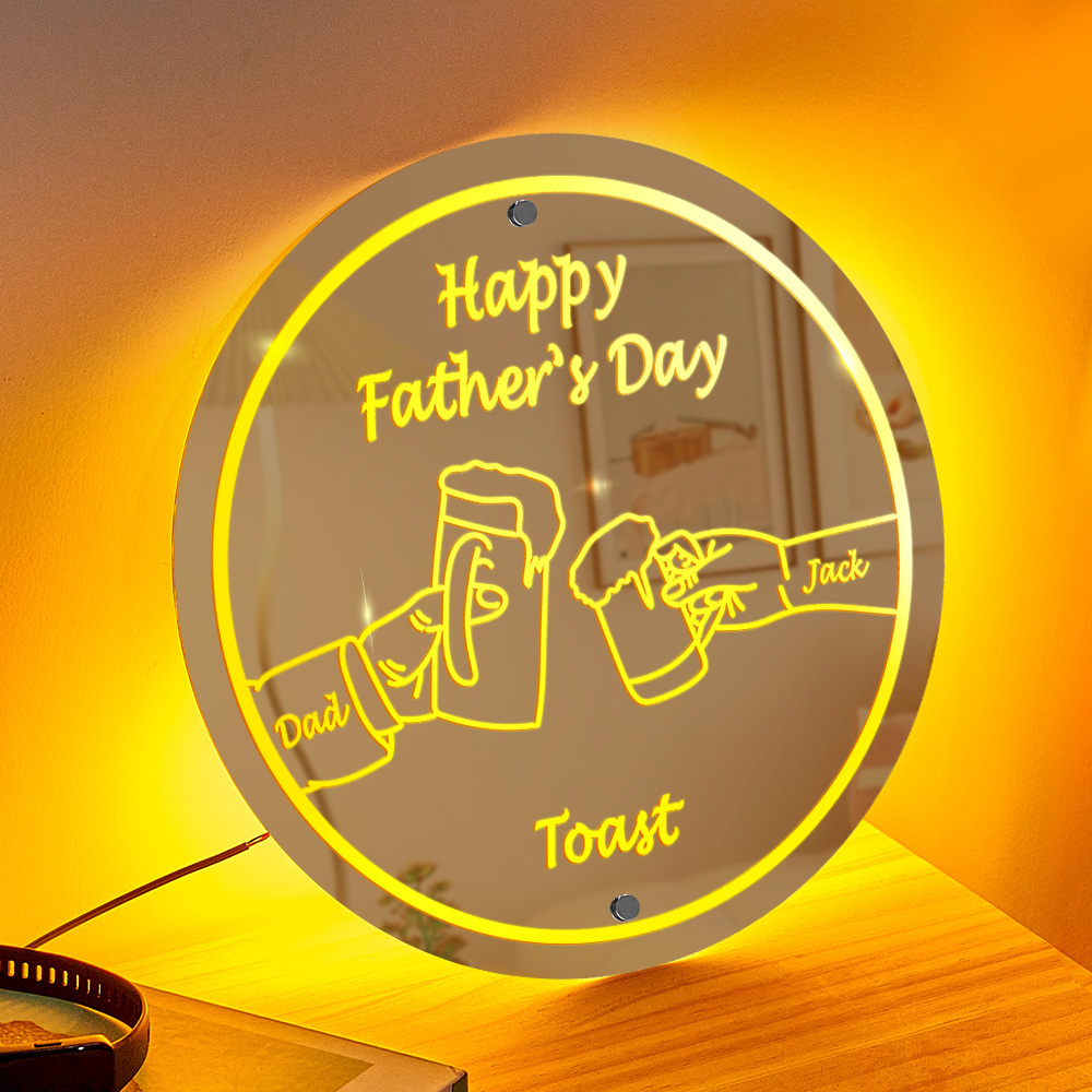 Personalized Mirror Light Name Toast Night Light Father's Day Gifts