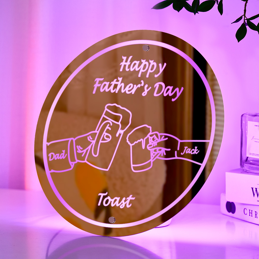 Personalized Mirror Light Name Toast Night Light Father's Day Gifts