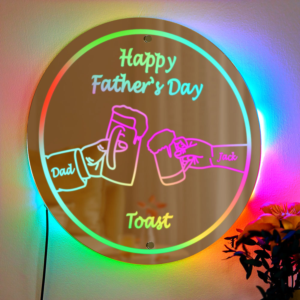 Personalized Mirror Light Name Toast Night Light Father's Day Gifts