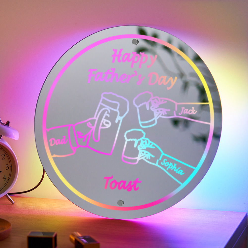 Personalized Mirror Light Name Toast Night Light Father's Day Gifts