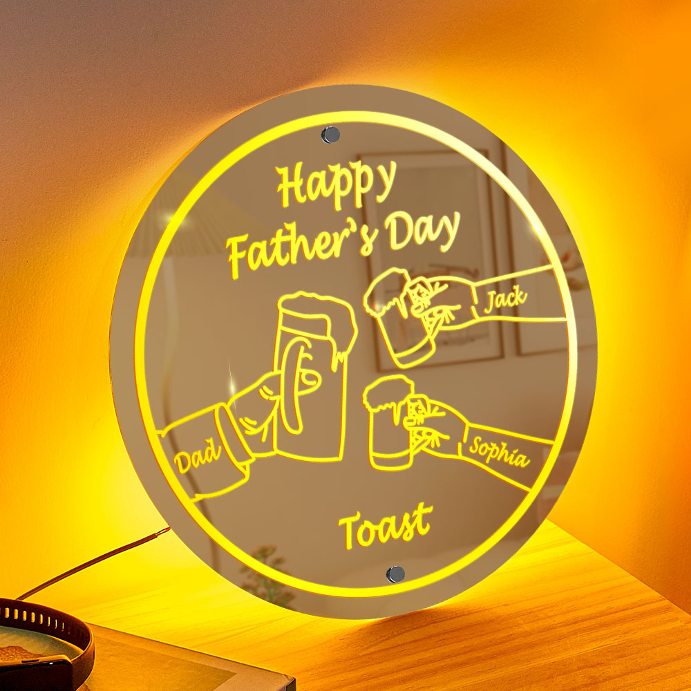 Personalized Mirror Light Name Toast Night Light Father's Day Gifts
