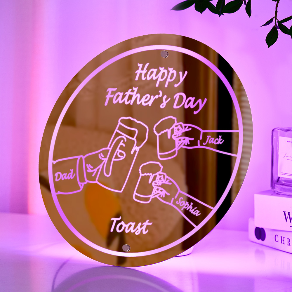 Personalized Mirror Light Name Toast Night Light Father's Day Gifts