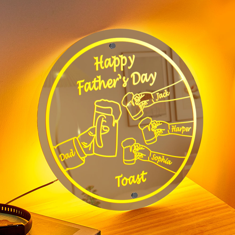 Personalized Mirror Light Name Toast Night Light Father's Day Gifts