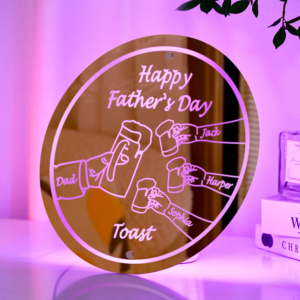 Personalized Mirror Light Name Toast Night Light Father's Day Gifts