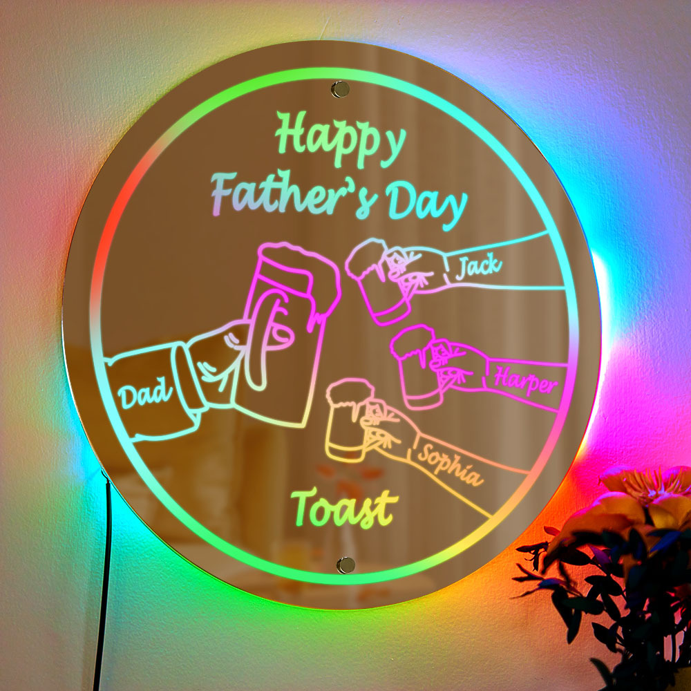 Personalized Mirror Light Name Toast Night Light Father's Day Gifts