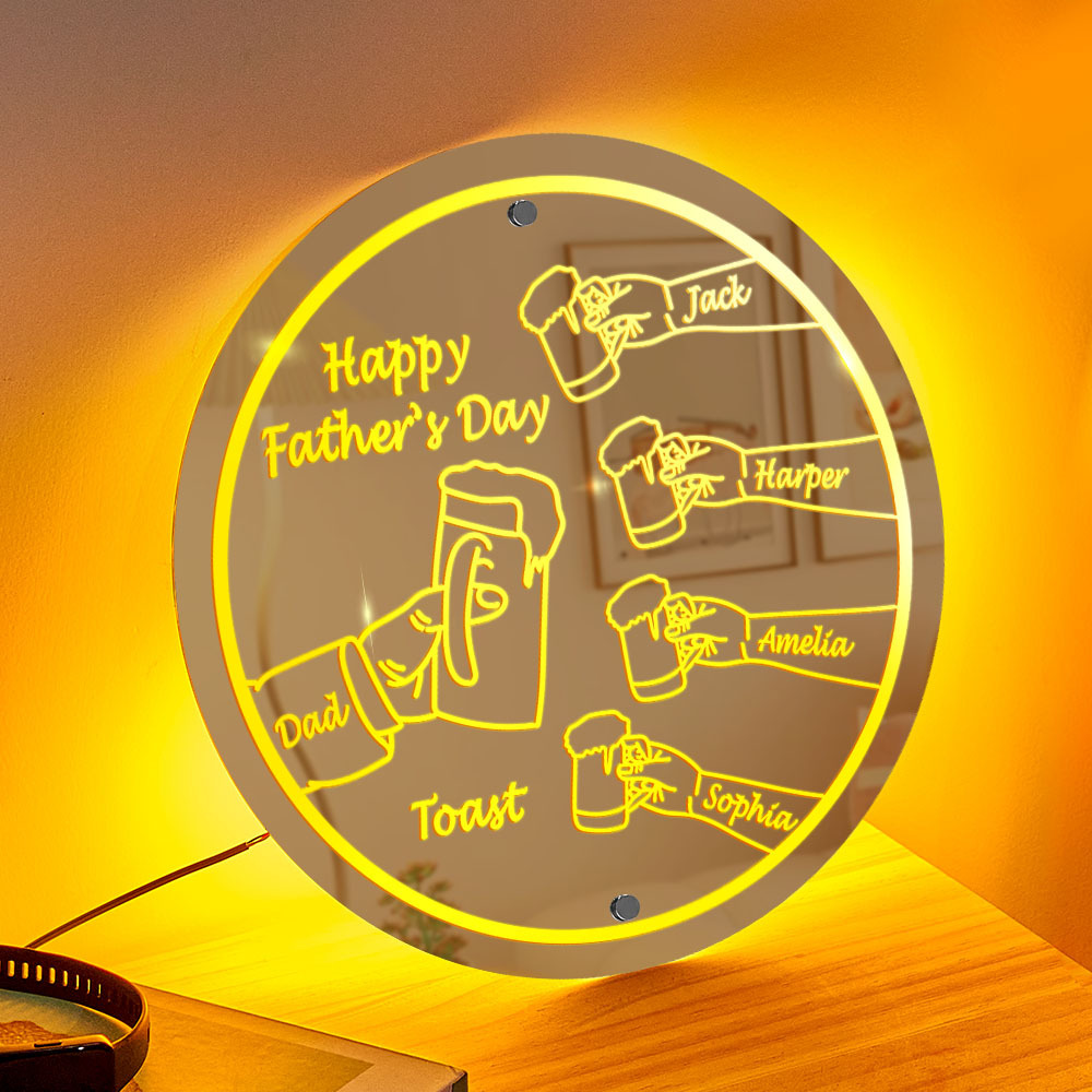 Personalized Mirror Light Name Toast Night Light Father's Day Gifts