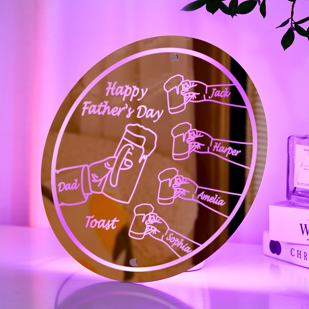 Personalized Mirror Light Name Toast Night Light Father's Day Gifts