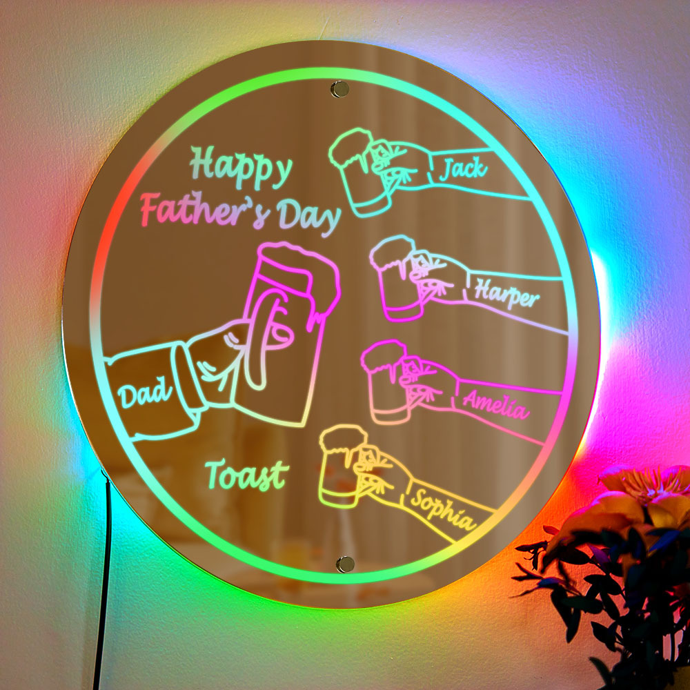 Personalized Mirror Light Name Toast Night Light Father's Day Gifts