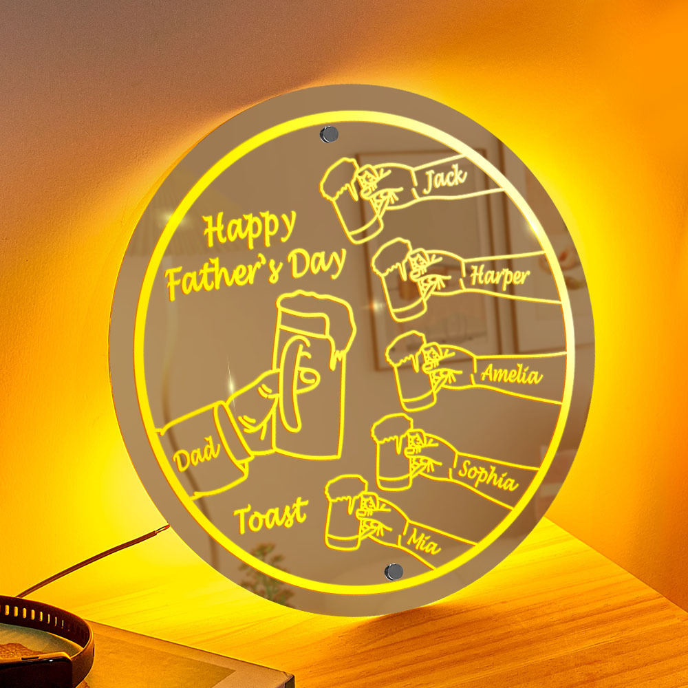 Personalized Mirror Light Name Toast Night Light Father's Day Gifts