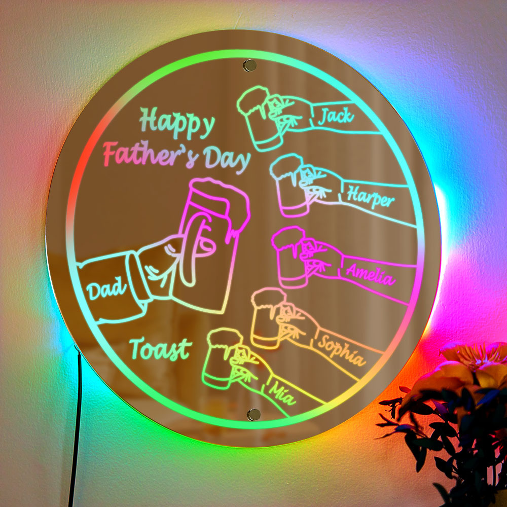 Personalized Mirror Light Name Toast Night Light Father's Day Gifts
