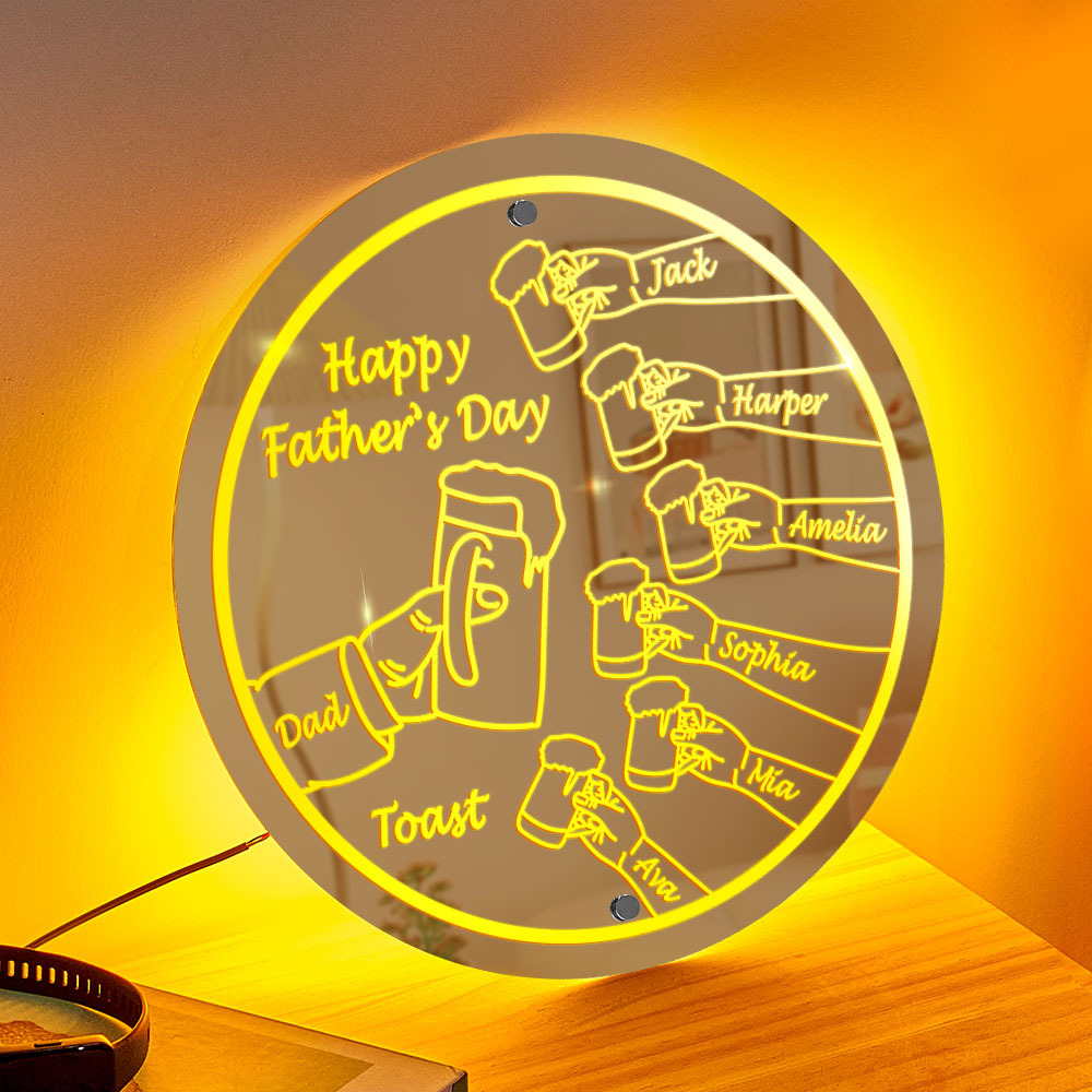 Personalized Mirror Light Name Toast Night Light Father's Day Gifts
