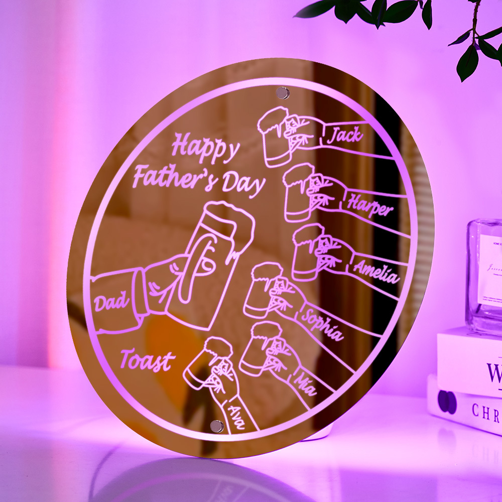 Personalized Mirror Light Name Toast Night Light Father's Day Gifts