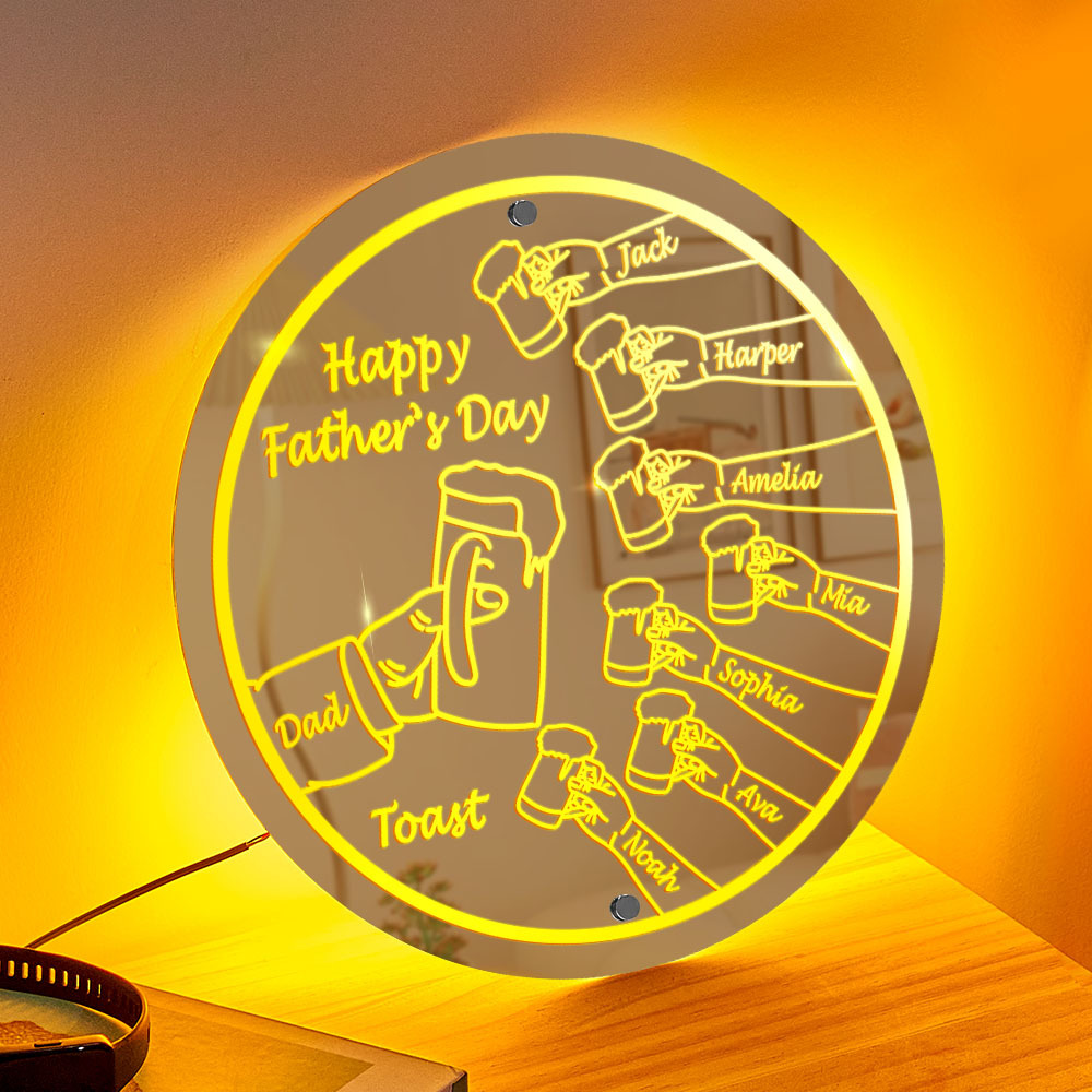 Personalized Mirror Light Name Toast Night Light Father's Day Gifts