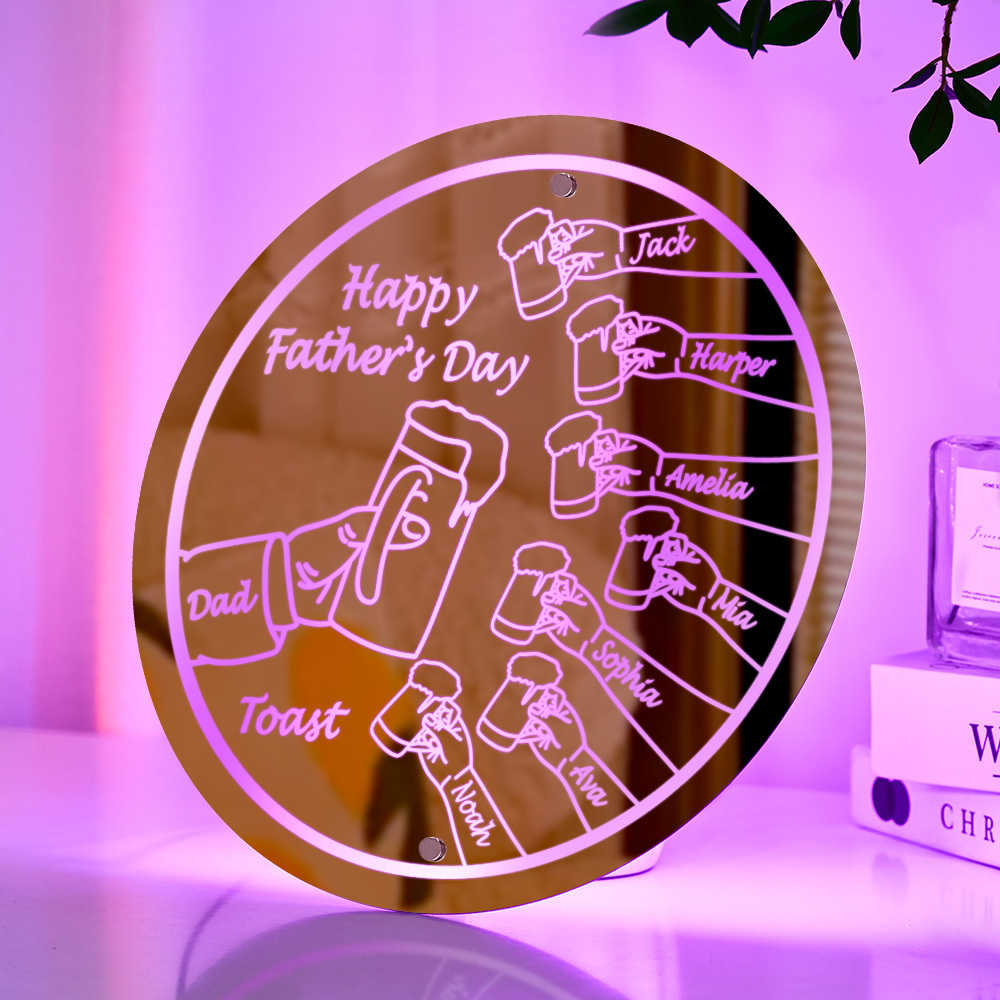 Personalized Mirror Light Name Toast Night Light Father's Day Gifts