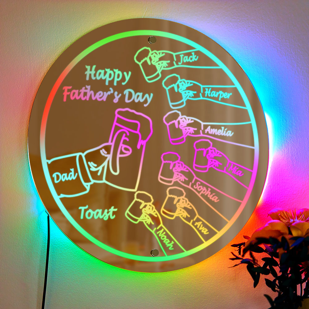 Personalized Mirror Light Name Toast Night Light Father's Day Gifts