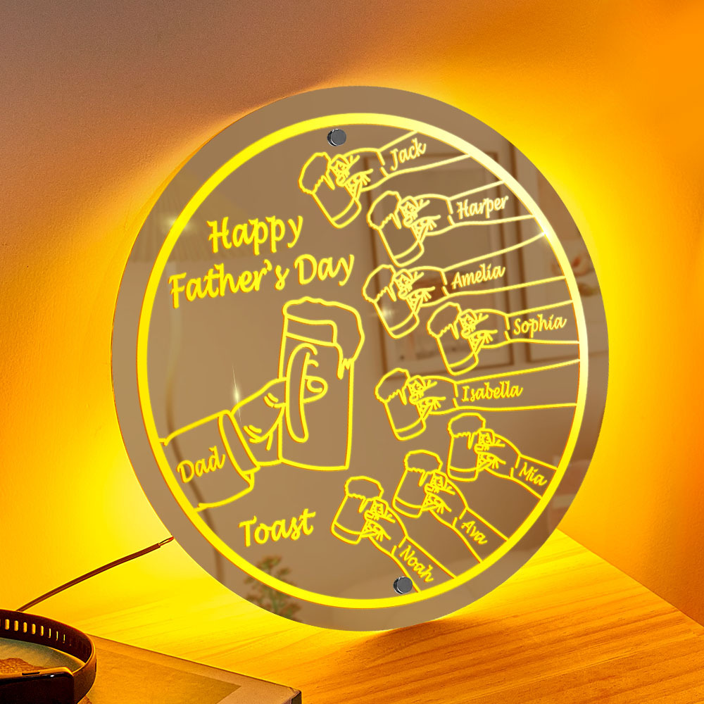 Personalized Mirror Light Name Toast Night Light Father's Day Gifts