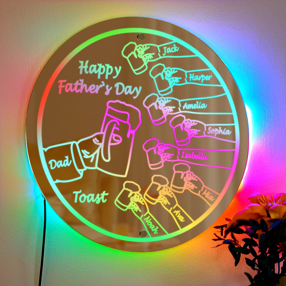 Personalized Mirror Light Name Toast Night Light Father's Day Gifts